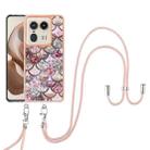 For Motorola Edge 50 Ultra Electroplating Pattern IMD TPU Shockproof Case with Neck Lanyard(Pink Scales) - 2