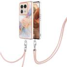 For Motorola Edge 50 Ultra Electroplating Pattern IMD TPU Shockproof Case with Neck Lanyard(Milky Way White Marble) - 1