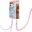 For Motorola Edge 50 Ultra Electroplating Pattern IMD TPU Shockproof Case with Neck Lanyard(Milky Way Blue Marble) - 1