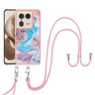 For Motorola Edge 50 Ultra Electroplating Pattern IMD TPU Shockproof Case with Neck Lanyard(Milky Way Blue Marble) - 2