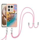 For Motorola Edge 50 Ultra Electroplating Pattern IMD TPU Shockproof Case with Neck Lanyard(Dream Chasing Butterfly) - 2