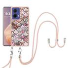 For Motorola Moto G85 Electroplating Pattern IMD TPU Shockproof Case with Neck Lanyard(Pink Scales) - 2