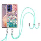 For Motorola Moto G85 Electroplating Pattern IMD TPU Shockproof Case with Neck Lanyard(Colorful Scales) - 2