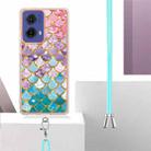 For Motorola Moto G85 Electroplating Pattern IMD TPU Shockproof Case with Neck Lanyard(Colorful Scales) - 3