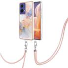 For Motorola Moto G85 Electroplating Pattern IMD TPU Shockproof Case with Neck Lanyard(Milky Way White Marble) - 1