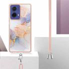 For Motorola Moto G85 Electroplating Pattern IMD TPU Shockproof Case with Neck Lanyard(Milky Way White Marble) - 3