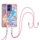 For Motorola Moto G85 Electroplating Pattern IMD TPU Shockproof Case with Neck Lanyard(Milky Way Blue Marble) - 2