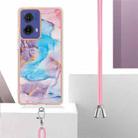 For Motorola Moto G85 Electroplating Pattern IMD TPU Shockproof Case with Neck Lanyard(Milky Way Blue Marble) - 3