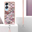 For OPPO A60 Electroplating Pattern IMD TPU Shockproof Case with Neck Lanyard(Pink Scales) - 3