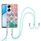 For OPPO A60 Electroplating Pattern IMD TPU Shockproof Case with Neck Lanyard(Colorful Scales) - 2