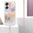 For OPPO A60 Electroplating Pattern IMD TPU Shockproof Case with Neck Lanyard(Milky Way White Marble) - 3