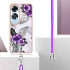 For OPPO A60 Electroplating Pattern IMD TPU Shockproof Case with Neck Lanyard(Purple Flower) - 3