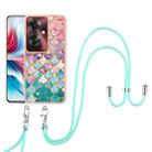 For OPPO Reno11 F 5G Global Electroplating Pattern IMD TPU Shockproof Case with Neck Lanyard(Colorful Scales) - 2