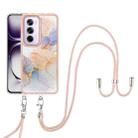 For OPPO Reno12 Pro Global Electroplating Pattern IMD TPU Shockproof Case with Neck Lanyard(Milky Way White Marble) - 2