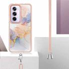 For OPPO Reno12 Pro Global Electroplating Pattern IMD TPU Shockproof Case with Neck Lanyard(Milky Way White Marble) - 3