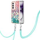 For OPPO Reno12 Global Electroplating Pattern IMD TPU Shockproof Case with Neck Lanyard(Colorful Scales) - 1