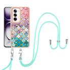 For OPPO Reno12 Global Electroplating Pattern IMD TPU Shockproof Case with Neck Lanyard(Colorful Scales) - 2