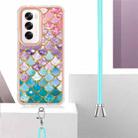 For OPPO Reno12 Global Electroplating Pattern IMD TPU Shockproof Case with Neck Lanyard(Colorful Scales) - 3