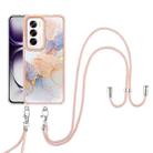 For OPPO Reno12 Global Electroplating Pattern IMD TPU Shockproof Case with Neck Lanyard(Milky Way White Marble) - 2