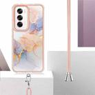 For OPPO Reno12 Global Electroplating Pattern IMD TPU Shockproof Case with Neck Lanyard(Milky Way White Marble) - 3