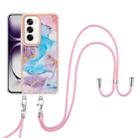 For OPPO Reno12 Global Electroplating Pattern IMD TPU Shockproof Case with Neck Lanyard(Milky Way Blue Marble) - 2