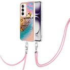 For OPPO Reno12 Global Electroplating Pattern IMD TPU Shockproof Case with Neck Lanyard(Dream Chasing Butterfly) - 1