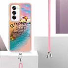 For OPPO Reno12 Global Electroplating Pattern IMD TPU Shockproof Case with Neck Lanyard(Dream Chasing Butterfly) - 3