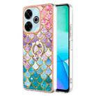 For Redmi 13 4G Electroplating Pattern IMD TPU Shockproof Case with Rhinestone Ring Holder(Colorful Scales) - 1