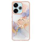 For Redmi 13 4G Electroplating Pattern IMD TPU Shockproof Case with Rhinestone Ring Holder(Milky Way White Marble) - 2