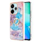 For Redmi 13 4G Electroplating Pattern IMD TPU Shockproof Case with Rhinestone Ring Holder(Milky Way Blue Marble) - 1