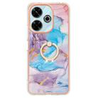 For Redmi 13 4G Electroplating Pattern IMD TPU Shockproof Case with Rhinestone Ring Holder(Milky Way Blue Marble) - 2