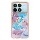 For Xiaomi Poco F6 Pro 5G Electroplating Pattern IMD TPU Shockproof Case with Rhinestone Ring Holder(Milky Way Blue Marble) - 2