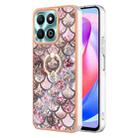 For Honor X6b Electroplating Pattern IMD TPU Shockproof Case with Rhinestone Ring Holder(Pink Scales) - 1