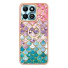 For Honor X6b Electroplating Pattern IMD TPU Shockproof Case with Rhinestone Ring Holder(Colorful Scales) - 2