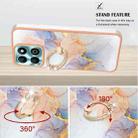 For Honor X6b Electroplating Pattern IMD TPU Shockproof Case with Rhinestone Ring Holder(Milky Way White Marble) - 3