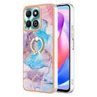 For Honor X6b Electroplating Pattern IMD TPU Shockproof Case with Rhinestone Ring Holder(Milky Way Blue Marble) - 1