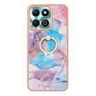 For Honor X6b Electroplating Pattern IMD TPU Shockproof Case with Rhinestone Ring Holder(Milky Way Blue Marble) - 2