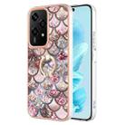 For Honor 200 Lite Global Electroplating Pattern IMD TPU Shockproof Case with Rhinestone Ring Holder(Pink Scales) - 1