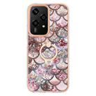 For Honor 200 Lite Global Electroplating Pattern IMD TPU Shockproof Case with Rhinestone Ring Holder(Pink Scales) - 2