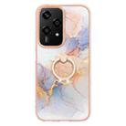 For Honor 200 Lite Global Electroplating Pattern IMD TPU Shockproof Case with Rhinestone Ring Holder(Milky Way White Marble) - 2