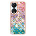 For Honor X7b 4G / 5G Electroplating Pattern IMD TPU Shockproof Case with Rhinestone Ring Holder(Colorful Scales) - 2