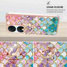 For Honor X7b 4G / 5G Electroplating Pattern IMD TPU Shockproof Case with Rhinestone Ring Holder(Colorful Scales) - 3