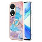 For Honor X7b 4G / 5G Electroplating Pattern IMD TPU Shockproof Case with Rhinestone Ring Holder(Milky Way Blue Marble) - 1