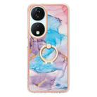 For Honor X7b 4G / 5G Electroplating Pattern IMD TPU Shockproof Case with Rhinestone Ring Holder(Milky Way Blue Marble) - 2