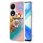 For Honor X7b 4G / 5G Electroplating Pattern IMD TPU Shockproof Case with Rhinestone Ring Holder(Dream Chasing Butterfly) - 1