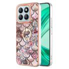 For Honor X8b Electroplating Pattern IMD TPU Shockproof Case with Rhinestone Ring Holder(Pink Scales) - 1