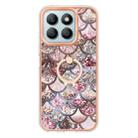 For Honor X8b Electroplating Pattern IMD TPU Shockproof Case with Rhinestone Ring Holder(Pink Scales) - 2