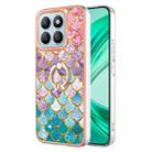 For Honor X8b Electroplating Pattern IMD TPU Shockproof Case with Rhinestone Ring Holder(Colorful Scales) - 1