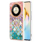 For Honor X9b Electroplating Pattern IMD TPU Shockproof Case with Rhinestone Ring Holder(Colorful Scales) - 1