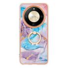 For Honor X9b Electroplating Pattern IMD TPU Shockproof Case with Rhinestone Ring Holder(Milky Way Blue Marble) - 2